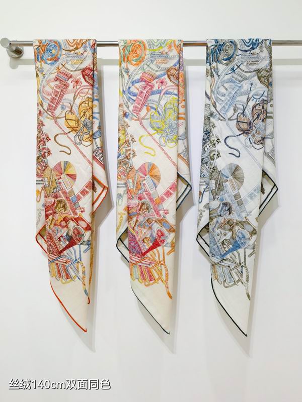 Hermes Scarf 140X140cm 70%羊绒30%真丝 E110103